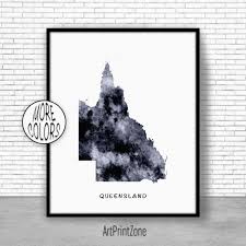 Queensland Print Queensland Art Print Home Decor Queensland Etsy Map Art Print Art Prints Watercolor Map