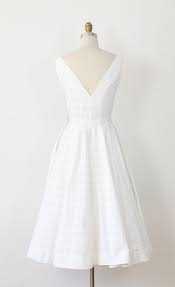 White Cotton Wedding Dress Bow 1960s Full Skirt S White Cotton Wedding Dress Casual Wedding Gowns Cotton Wedding Dresses