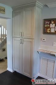 Built In Pantry With Small Ledge Beside Cabinets Are Deerfield Shaker Ii Maple Brig Kitchen Cabinet Styles Shaker Style Kitchen Cabinets Shaker Style Kitchens