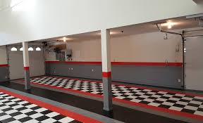 David C Black And White Red Border Garage Tile Garageflooringllc Com Garage Tile Garage Floor Tiles Garage Floor