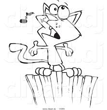 Owl with cool pattern coloring printable. Vector Of Cartoon Cat Singing On A Fence Coloring Page Outline By Toonaday 14309