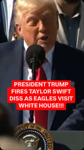 President #DonaldTrump didn’t hold back as he fired off a surprise diss  aimed at former #Eagles fan #TaylorSwift during the team’s visit to  Washington! 🦅💥🎤, While the Eagles celebrated their success, ...