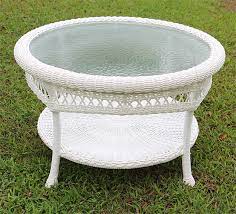 Yes compatible with most standard couches product details umbrella hole: Belaire Round Resin Wicker Cocktail Or Coffee Table With Glass Top 19 5 High