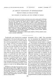 An Implicit Technology Of Generalization Trevor F Stokes And Donald M Baer Applied Behavior Analysis Behavior Analysis Behavior Analyst