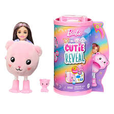 Amazon.com: Barbie Chelsea Cutie Reveal - Muñeca pequeña y accesorios,  morena con disfraz de oso de peluche, 6 sorpresas (los estilos pueden  variar) : Juguetes y Juegos
