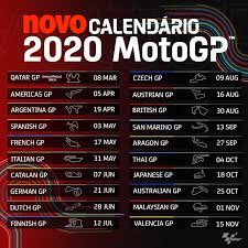 Les dernières news, les résultats, tous les classements, toutes les courses, tous les pilotes et le calendrier de la saison 2021. Motogp 2020 Assim Fica O Calendario Revisto Motosport Motosport