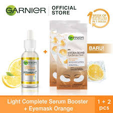 Erase skin dullness with garnier's vitamin c skincare products. Jual Garnier Light Complete Booster Serum Eyemask Orange X2 Online April 2021 Blibli