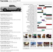 Toyota Tacoma Color And Model Info Chart Toyota Tacoma Forum