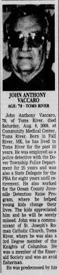 John Vaccaro obit part 1, Asbury Park Press Aug 12, 2009