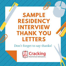 Residency Interview Thank You Letter Examples