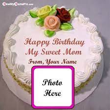 Write name on cakes online for birthday celebration. Beautiful Birthday Cake For Mother Name And Photo Wishes Images Birthday Cake For Mom Happy Birthday Cake Images Cool Birthday Cakes