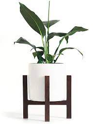Amazon Com Mkono Small Mid Century Planter Tabletop 4 5 Inch Ceramic Plant Pot With Wood Stand For Succulent Cheap Plant Pots Small Plants Ceramic Plant Pots