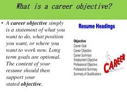It is simply a statement that describes your career goals and the field you specialize in. Career Objective Arise Roby