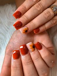 Sunflower Fall Nails Fall Acrylic Nails Orange Acrylic Nails Nail Designs Fall Acrylic