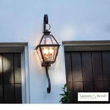 Charleston Collection Ch 7 Electric Gas Flame Lantern Lantern Scroll Outdoor Wall Mounted Lighting Antique Lighting Lantern Wall Sconce