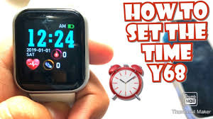 First, turn on your smartwatch by pressing the power button. How To Set The Time And Date On Y68 Smartwatch Tutorial English Youtube