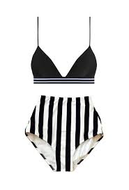 Black And White Striped Bathing Suit Bottoms Swimsuit Bikini Swimwear Bathing Bath Swim Suit Wear Suits Black Triangle Top Swimsuit Bikin In 2020 Swimwear Beachwear Women S Plus Size Swimwear Swimwear