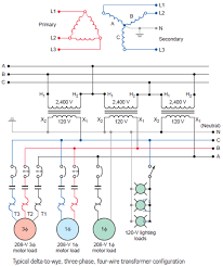 Typical Delta To Wye Three Phase Four Wire Transformer Configuration