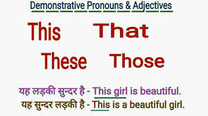 Demonstrative Pronouns Adjectives This These That Those In English Grammar In Hindi Youtube