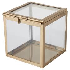 Lindrande Decorative Box Clear Glass Brass Color 6 X6 X6 Glass Cabinet Doors Decorative Boxes Glass Boxes