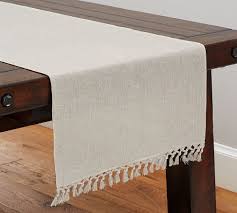 Fringed Linen Knotted Runner Extra Large Flax At Pottery Barn In 2020 Dining Room Table Runner Linen Table Runner Pottery Barn