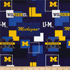 Ncaa University Of Michigan Blocks Allover Blue Yellow From Fabricdotcom Cheer Your Favorite College Team With Thi University Of Michigan Michigan Blue Yellow