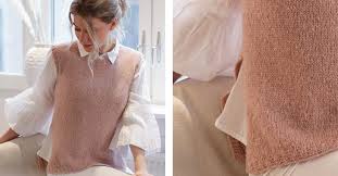 A collection of free women's knit pullover knitting patterns from beginner to experienced knitter. Rose Blush Knitted Women S Vest Free Knitting Pattern