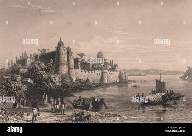 BRITISH INDIA. View of Allahabad, Showing the Fort, antique print 1858 Stock Photo - Alamy