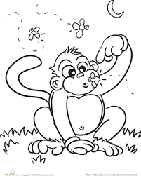 Color The Cute Monkey Worksheet Education Com Monkey Coloring Pages Cute Monkey Coloring Pages