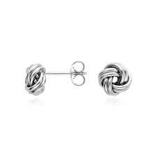 Petite Love Knot Earrings In 14k Italian White Gold Blue Nile Knot Earrings Earrings Gold Knot Studs