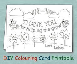 Each printable thank you teacher cards measures 5 by 7 inches and you can print these at home on any printer onto a standard a4 size paper or cardstock. Personalized Coloring Teacher Thank You Card Printable Custom Daycare Creche Thank You For Teacher Appreciation Cards Teacher Thank You Cards Teacher Cards