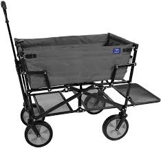 Mac Sports Double Decker Collapsible Outdoor Utility Wagon Folding Pull Cart For Sports Baseball Pool Camping Fishing Collapsable Fold Up Wagon With Wheels Heavy Duty Steel Two Tone Gray Sports Baseball