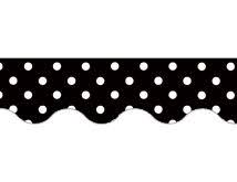 Black And White Dots Border Black Mini Polka Dots Scalloped Border Trim