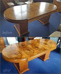 Water rings are one of the most common blemishes found on furniture. Browns Restoration On Twitter Art Deco Burr Walnut Dining Table Before After Repairs And Refinishing Restoration Frenchpolish Vintage Furniture Https T Co 9djzoxa8wj