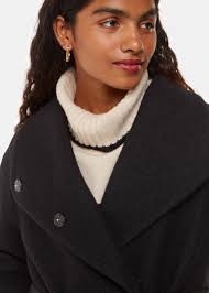 Petite Black Funnel Neck Coat Women's Jackets Coats Petite Funnel Neck  Coat Wallis