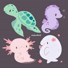Chibi Axolotl Kawaii Drawings Animal Art Animal Drawings