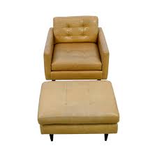 Find new ottomans for your home at joss & main. 84 Off Crate Barrel Crate Barrel Beige Tufted Leather Accent Chair And Ottoman Chairs