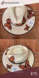 Hp Monarch Butterflies Hand Painted Sombrero Hat Painted Hats Butterfly Hat Traditional Mexican Dress