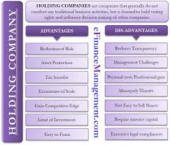 The relationship between a holding company and its subsidiary company is that of a parent and child relationship. Advantages And Disadvantages Of Holding Company