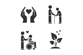 Black And White Icons People Volunteering Glyph Icons Set In 2020 Glyph Icon Icon Set Glyphs