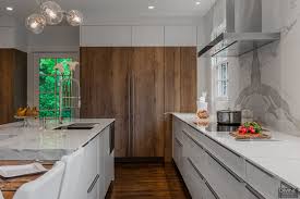 Shinnoki offers prefinished wood veneered panels for architects and cabinet makers to design and create stylish and distinctive interiors. Boston Brookline Modern Contemporary Leicht Kitchen Walnut Island Divine Design Center