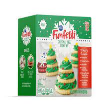 Christmas tree shape sugar cookies. Pillsbury Funfetti Christmas Tree Cookie Kit 27 Oz Walmart Com Walmart Com