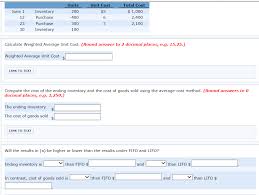 Solved Calculate Weighted Average Unit Cost Weighted Ave Chegg Com