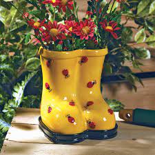 5 out of 5 stars. Ladybug Boots Planter Terrysvillage Com Colorful Planters Flower Pots Ladybug