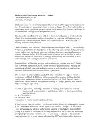 Use this free professional art teacher cover letter as inspiration to writing your own art subject: Art Education Temporary Assistant Professor Lamar Dodd School Of
