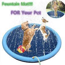 Here are its unique features: Pet Dog Splash Sprinkler Pad Fountain Play Mat Summer Outdoor Water Mat Toys For Your Dog Wish