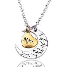 I Love You To The Moon And Back Silver Gold Tone Necklace W Mom Heart Back Necklace Mom Necklace Heart Shaped Necklace
