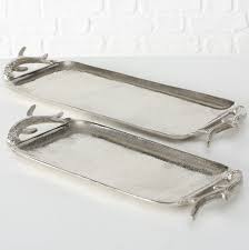 Kaufen sie silber in kanada. Tablett Hirschgeweih Silber Aluminium Langlich 60 Cm Mit Griff Flourou Luxury Interior Design Art