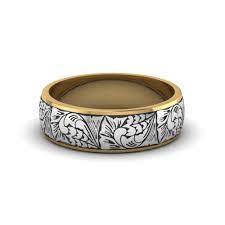 Couples choose to engrave their wedding band with their actual fingerprints. Engraved Two Tone Wedding Band In 14k Yellow Gold Fascinating Diamonds