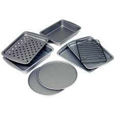 Bakereze 8 Piece Non Stick Toaster Oven Bakeware Set Pizza Pan Cookie Sheet And Rack Baking Pan Toaster Oven Pans Toaster Oven Bakeware Toaster Oven Cooking